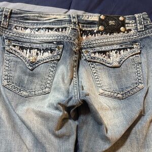 Miss Me Light Blue Boot Cut Jeans with Sequin Accents
